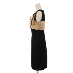 GRACE CONTINENTAL リボン配色ワンピース ひざ丈 ノースリーブ 36 黒 ピンク 14435063 /BM