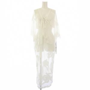 21SS カットワークポンチョドレス ワンピース 七分袖 ロング 刺繍 36 白 02212 3100500