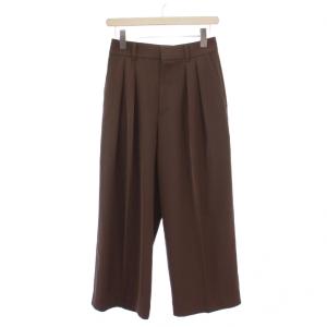 ウォッシャブル強撚ツイルワイドパンツ ジップフライ 38 茶 5-0030-2-09-006 /BM