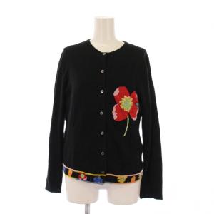 アンサンブル ニット セーター 七分袖 カーディガン 長袖 花柄 カシミヤ シルク 38 黒 0597880