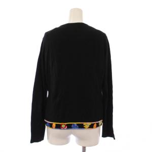 LEONARD SPORT アンサンブル ニット セーター 七分袖 カーディガン 長袖 花柄 カシミヤ シルク 38 黒 0597880