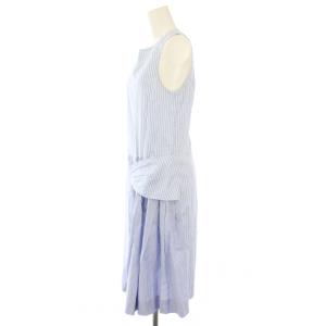CARVEN ワンピース ノースリーブ ロング ストライプ柄 38 ブルー ホワイト /TK