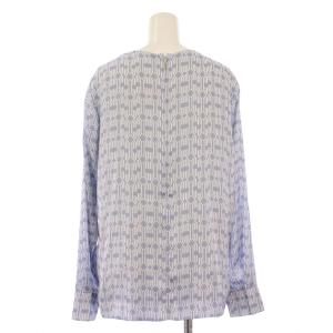 EPOCA シャツ ブラウス プルオーバー 長袖 クルーネック 総柄 バイカラー 40 水色 ライトブルー 白 ホワイト