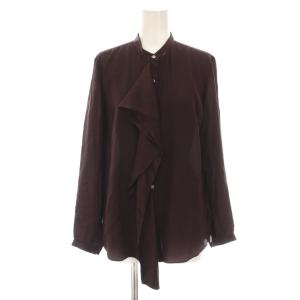 シャツ ブラウス バンドカラー 長袖 シルク 36 パープルブラウン 13018401203 /YM