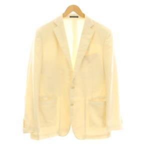テーラードジャケット ブレザー 総裏地 ウール混 シルク混 麻 リネン混 56 アイボリー G0160FA