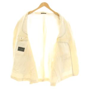 Salvatore Ferragamo テーラードジャケット ブレザー 総裏地 ウール混 シルク混 麻 リネン混 56 アイボリー G0160FA