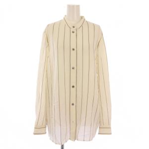 R'IAM 25SS ストライプシャツ ブラウス 長袖 バンドカラー シルク混 F アイボリー 25050922603010