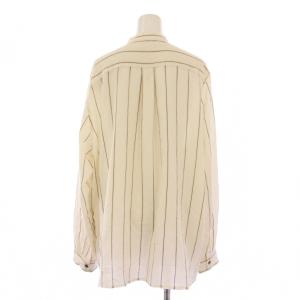 Plage R'IAM 25SS ストライプシャツ ブラウス 長袖 バンドカラー シルク混 F アイボリー 25050922603010