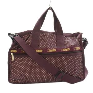 ボストンバッグ ショルダーバッグ ドット柄 ロゴ 紫 パープル /KU