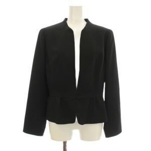 ノーカラージャケット ウール シルク混 9 黒 ブラック 0800392 /KU