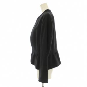 Leilian ノーカラージャケット ウール シルク混 9 黒 ブラック 0800392 /KU