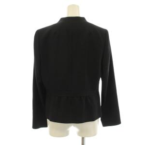 Leilian ノーカラージャケット ウール シルク混 9 黒 ブラック 0800392 /KU