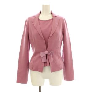 アンサンブルニット テーラードジャケット リボン セーター 半袖 ウール 1 ピンク 12520101