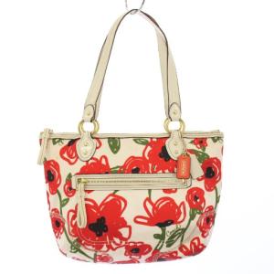 ポピー レッド ローズ フローラル キャンバス グラム トート ハンドバッグ 花柄 赤 アイボリー 23263