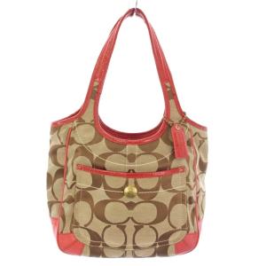 トートバッグ ハンドバッグ シグネチャー ベージュ 赤 11603 /TK D