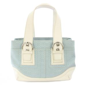ミニシグネチャー ハンドバッグ トートバッグ 白 水色 F10927 /TK