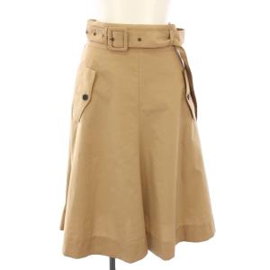 20SS ベルト付きスカート ひざ丈 フレア 38 ベージュ M5S11-323-40 /TK