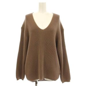 MALU アゼ Vニット セーター 長袖 Vネック 茶 ブラウン 18080500401010 /KU