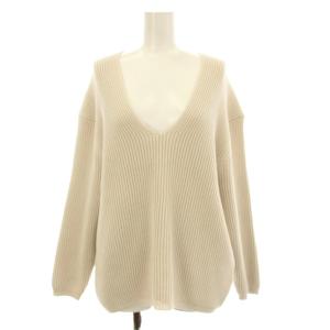 MALUアゼ V プルオーバー ニット セーター 長袖 Vネック 白 ホワイト 17080500422010
