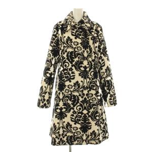 ステンカラーコート ロング ジャガード 総柄 40 白 ホワイト 黒 ブラック 27E2907 /KU