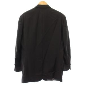 HUGO BOSS シングルスーツ ストライプ テーラードジャケット パンツ スラックス 48 黒 ブラック /TK