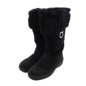 ガンチーニ スエード ムートンブーツ 36 黒 /YM
