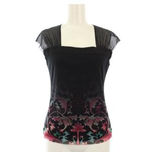 カットソー シアー 花柄 総柄 ノースリーブ 0 黒 016-110202 /TK
