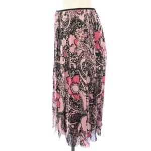 VIVIENNE TAM スカート ひざ丈 総柄 スリット イージー 0 ピンク /TK