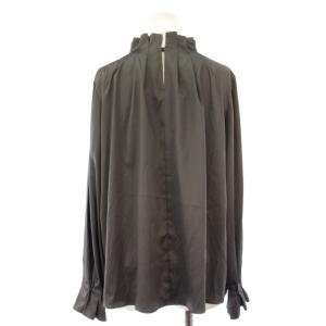 M-Premier シャツ ブラウス プルオーバー 長袖 ハイネック 無地 サテン 38 グレー /BB