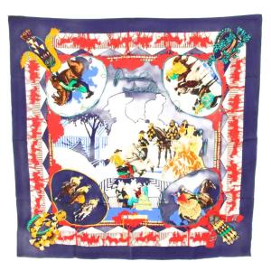 カレ 90 セビリアの休日 FERIA DE SEULLA スカーフ 絹 シルク 紺 ネイビー 白 ホワイト