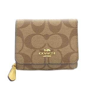 財布 二つ折り 小銭入れ シグネチャー PVCキャンバス 茶 ブラウン F41302 /YT