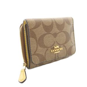 COACH 財布 二つ折り 小銭入れ シグネチャー PVCキャンバス 茶 ブラウン F41302 /YT