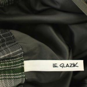 Le glazik チェックスカート ロング プリーツ スカート 36 グレー 緑 JL-5079 /G