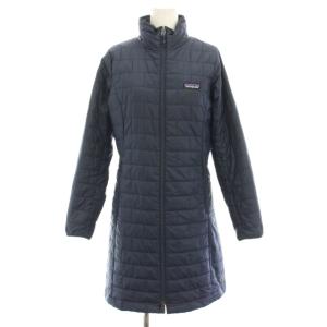 ナノパフパーカ ロング キルティングコート 中綿コート アウター XS 紺 ネイビー STY26870
