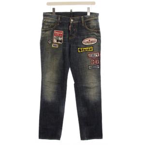 デニムパンツ ジーンズ USED加工 ワッペン 48 青 ブルー /YM
