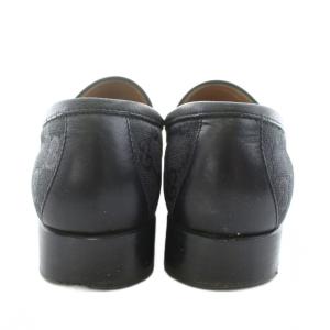 GUCCI GGキャンバス ホースビット ローファー モカシン ロゴ 36 黒 ブラック 100 0255/9 /KU