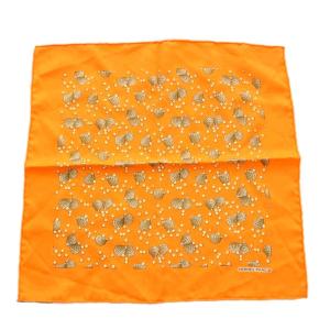 スカーフ プチカレ カレ40 貝殻 シェル柄 パール柄 シルク オレンジ /YM OH