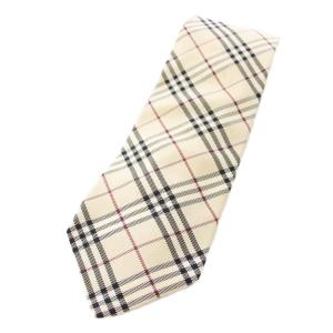 ネクタイ チェック柄 ワイド帯 シルク ベージュ /TK