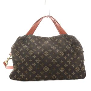 russet ハンドバッグ ショルダーバッグ 2way 総柄 モノグラム ナイロン レザー 黒 ブラック 茶 ブラウン