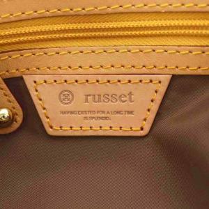russet ハンドバッグ ショルダーバッグ 2way 総柄 モノグラム ナイロン レザー 黒 ブラック 茶 ブラウン