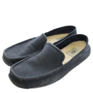 HUNLEY ハンリー スリッポン 羊革 シープスキン モカシン US8 ネイビー 紺 1006477