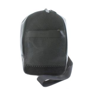 スリングバッグ ボディバッグ 型押しレザー 切替 黒 ブラック F11236 /KU