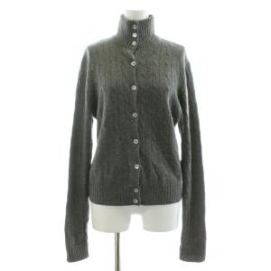 ニットカーディガン 長袖 ハイネック カシミヤ100％ L グレー /KU