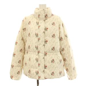 ダウンコート ミュラーダウン メイジー スプリッグ柄 花柄 ミドル丈 ジップアップ 38 白 ホワイト