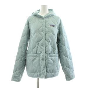 24AW キッズ キルテッド パファー 中綿ジャケット フード ロゴ XXL 16-18 水色 68150