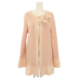 ロングカーディガン ニット 花モチーフ M ピンク 10675102 /TK