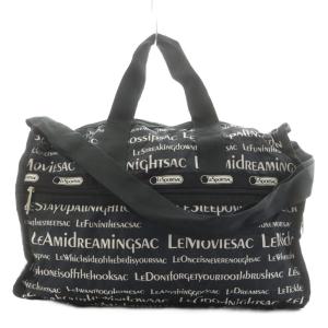 ボストンバッグ ハンドバッグ ショルダーバッグ 総柄 ロゴ ナイロン 黒 ブラック 白 ホワイト /AN2