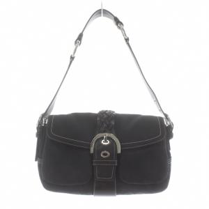 シグネチャー ソーホー ワンショルダーバッグ ハンドバッグ フラップ キャンバス レザー チャーム 黒