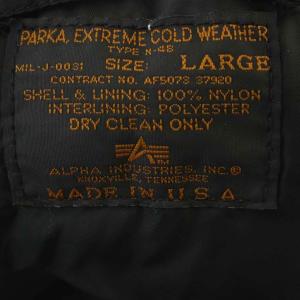 ALPHA INDUSTRIES N-3B フライトジャケット 中綿 ミリタリー コート L 黒 ブラック /G