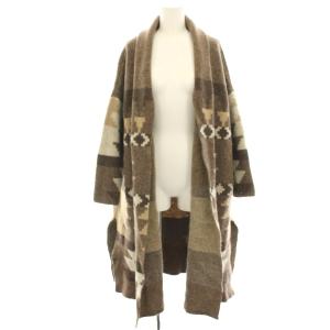 Canadian Sweater Jacquard ニットガウン コーディガン ウール 総柄 長袖 ロング